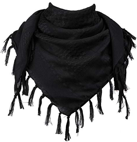 FREE SOLDIER shemagh foulard da testa per uomini e donne per attività all'aria aperta, sport, camping, trekking, tattico, deserto, shemagh, 110 * 110cm, Nero