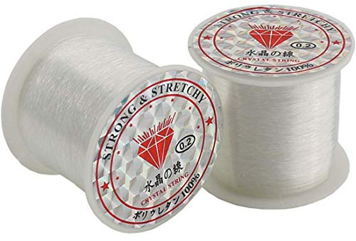 2 Stück 0,2 mm Durchmesser transparente Nylon Angelschnur Spule Perlenschnur für DIY Basteln