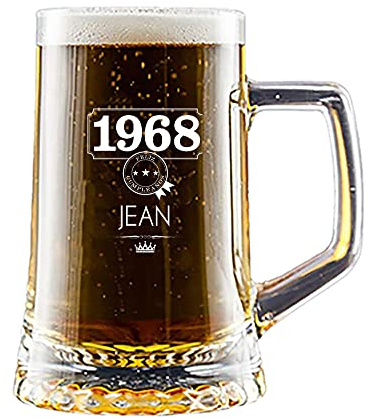 My original gift Cadeau pour homme pour son anniversaire, Noël, fête des pères. Chope à bière personnalisée avec prénom et année de naissance gravés