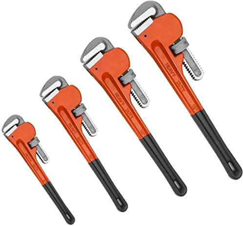 Y&Y Decor 4-teiliges Rohrzangen-Set, wärmebehandelte Sanitär-Schraubenschlüssel mit weichem Griff, verstellbare Backen, 20,3 cm, 25,4 cm, 35,6 cm, 45,7 cm, robuste Hand