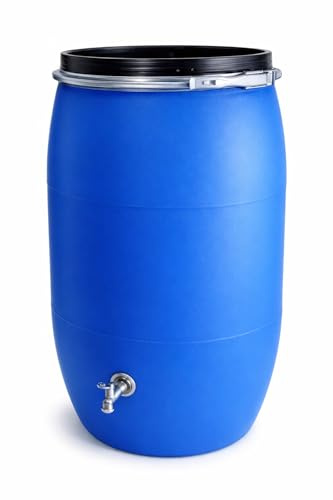 HELGUEFER - Bidon con Grifo Metálico y Cierre Ballesta | Bidón Agua 150 Litros Apto para Uso Alimentario y ADR | Tapa con Cierre Hermético | Polietileno (PEHD), Resistente, Seguro, Estable