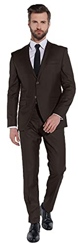 Steffen Klein Costume de designer pour homme - Coupe ajustée - Combinaison d'affaires 2 pièces, marron, 54