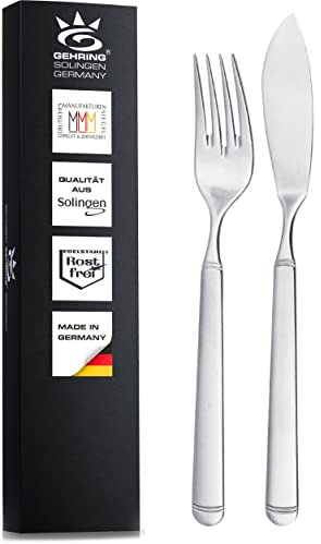 SOLINGEN| Gehring Fischbesteck - Fischmesser & Fischgabel | Made in Germany, Set für 6 Personen, 12 teilig, Edelstahl 18/10