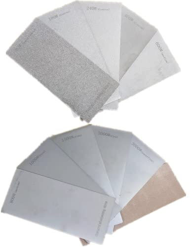 Diamond Sharpening Stone for 10 PCS and Stropping Leather Strop, 80/180/240/400/600/800/1000/1500/2000/3000 Grit Diamond Plate Honing Stone for Kitchen Sharpening Dull Knives Grindstone Tool