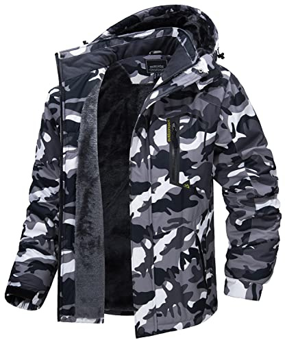 MAGCOMSEN Mens Waterproof Coat Snowboarding Jacket Men Windproof Coats Thermal Jackets for Men Fleece Jacket Walking Clothing Ski Jackets Mens with Detachable Hood Black Jackets…