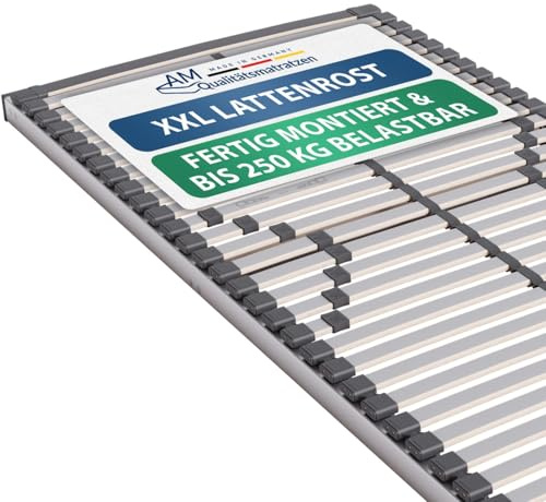 AM Qualitätsmatratzen Stabiler Lattenrost 90x190 bis 250kg mit 30 Federleisten - Made in Germany - Stabiles Lattenrost für Übergewichtige - Bettrost XXL für schwere Matratzen fertig montiert