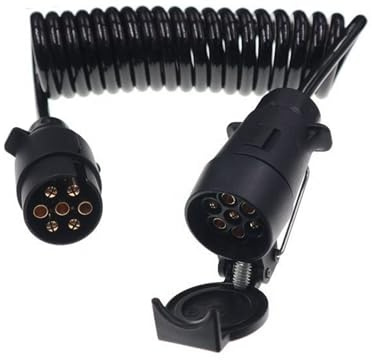JVJ Anhängerkabel 7 Polig Verlängerungkabel 7 Polig Spiralkabel 3.0m Anhänger Adapter Kabel Stecker Sterkdose für Bootstrailer PKW Auto Wohnwagen Wohnmobil