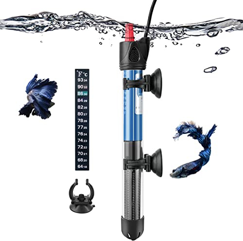 PYPABL Riscaldatore per Acquario 25W 50W 100W 300W, Riscaldatore Sommergibile in Vetro per Acquari da 5L-300 Litri per Pesci e Tartarughe (50W)
