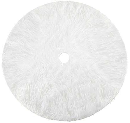 HOWAF Weiße Weihnachtsbaumdecke aus Kunstfell, Weihnachtsbaummatte, Weihnachtsbaum-Bodenabdeckungen für Weihnachten, Urlaub, Party, Zuhause, Weihnachtsdekoration, Zubehör, 90 cm