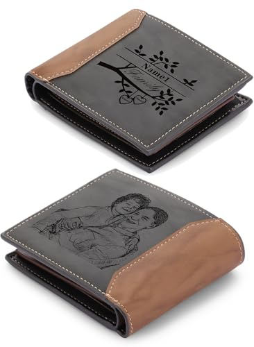 lorajewel Foto-Geldbörse Personalisierte Brieftasche mit Namen Ledergeldbörsen für Herren und Damen Familienbaum-Logo Geschenk für Weihnachten Neujahr Muttertag Vatertag