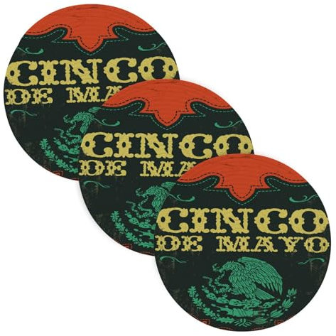 3 Pcs Large Trivet for Hot Dishes 15in Cotton Thread Weave Absorb Water Pot Pads for Microwave Stove Camper Must Haves Cinco De Mayo Mexican Holiday Vintage