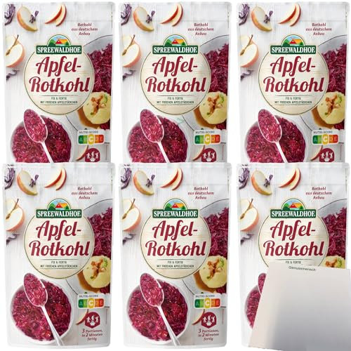 Spreewaldhof Apfel-Rotkohl Fix und Fertig mit frischen Apfelstückchen 6er Pack (6x400g Packung) + usy Block