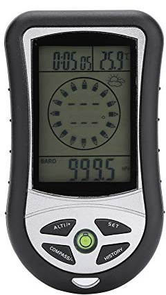 RiToEasysports Bussola Barometro Altimetro Digitale 8 in 1, Bussola Termometro Barometro Portatile con Previsioni Meteo per Gli Appassionati di Sport all'Aria Aperta