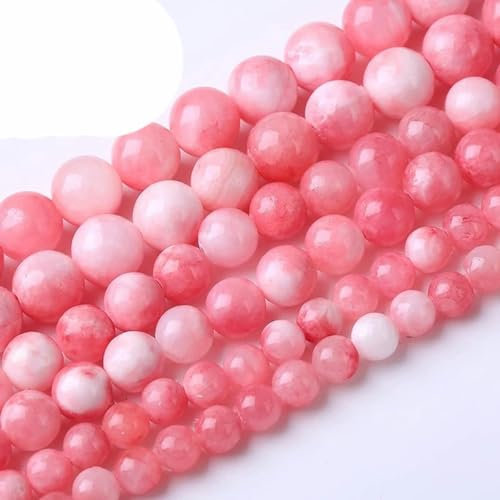 Steinperlen, rund, lose Abstandsperlen zur Schmuckherstellung, DIY-Armbandzubehör, 4, 6, 8, 10, 12 mm, 15 Zoll, rosa persische Jade, 6 mm, 59 bis 63 Stück