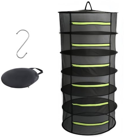 MEETOZ Herb Drying Rack Net, Plant Drying Rack Net with Hook, 6 Layer 2ft Hanging Drying Rack Net, for Drying Seeds, Herb, Vegs, Fruits, Bud