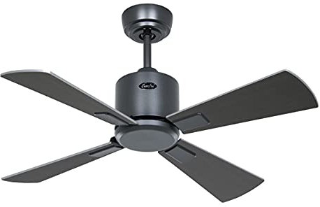 CasaFan Ventilateur de plafond 952041W Eco Neo III 92 cm avec moteur Wi-Fi gris basalte/pales réversibles argent et wengé