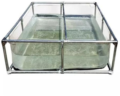 Pool über dem Boden, transparent, für Aquarien, Poolteich mit Ablassventil, PVC-Plane mit Stahlrahmen für Teiche, Fischtanks, Koi- und Goldfische (Farbe: Klar, Größe: 1,5 x 1 x 0,7 m)