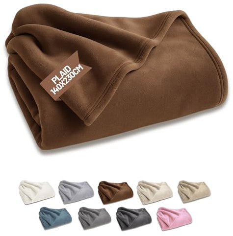 SONIT - Plaid Divano in Pile per Divano e Letto Singolo - Coperta in Pile Autunnale e Invernale - Coperta 140x230 - Plaid Singolo Nocciola