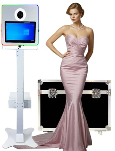Appareil photo reflex numérique portable de 15,6 avec lumière RVB - Idéal pour les mariages, fêtes, célébrations et événements - Blanc