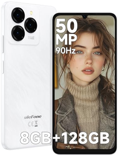 Ulefone Note 20 Pro Mobile Phones Android 14, 8GB+128GB/1TB SD 50MP+8MP 6000mAh 18W Octa Core 90Hz 6.75” HD+ 4G Dual Sim Smartphone SIM Free Unlocked Fingerprint Face ID GPS OTG, UK Version - White