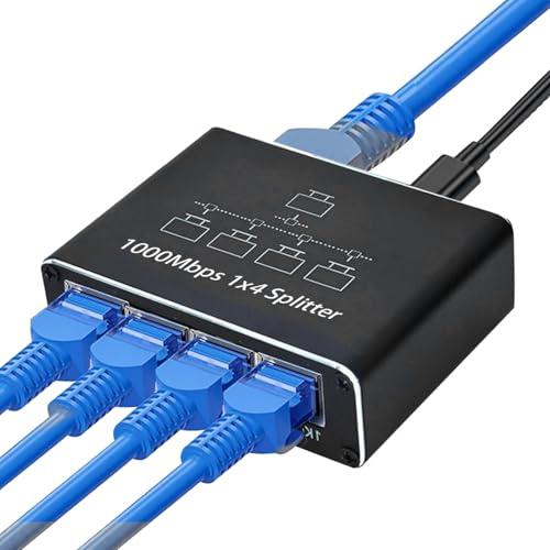 Splitter cavo coassiale Gigabit - Splitter Gigabit Ethernet | Splitter Ethernet da 1 a 4, Splitter cavi di rete RJ45 da 1000 Mbps, Splitter Gigabit Ethernet, Porta Ethernet aggiuntiva per