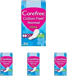 Carefree Salvaslip Cotton Feel Normal, 4 x 30 | Fragranza all'Aloe Vera, Per tutti i tipi di slip, 100% traspiranti, Si adattano ai movimenti del corpo