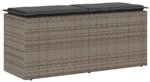 vidaXL Gartenbank mit Kissen Grau 110x40x44 cm Poly Rattan