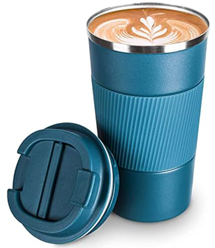 SCJHMY Thermobecher- Isolierbecher, Edelstahl Travel Mug, Vakuum auslaufsicher Reisebecher mit Deckel, Autobecher, doppelwandig isoliert für Wasser und Tee, Kaffee-to-go Becher Blau 510ml