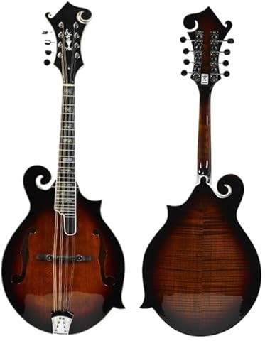 Professional Mandoline Instrument 21in Spruce Solid Tiger Maple Side Panels F-type Mandolin Professional Mandolin(B)