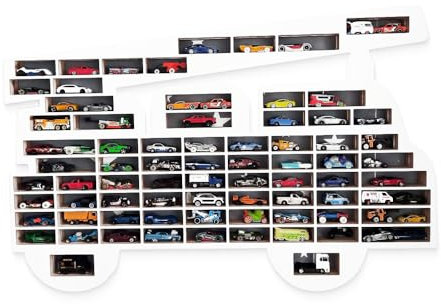 MOLILAND Sammlervitrine Fächer Setzkasten Holzwerkstoff Sammelbox Fire Brigade, Kinderzimmerdekoration, Kinderzimmerdekoration, Hängende Ablage für Zubehör und Spielzeug