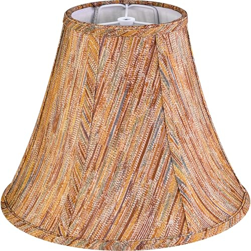 GO&SO Set of 1 Burgundy Vertical Stripe Fabric Bell Lamp Shades 6 Top x 13 Bottom x 10.6 High (Spider) - Handcrafted Medium Lamp Shades for Table & Bedside Lamps Replacement