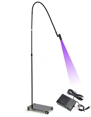 Hoiaost Wimpernlicht Für Wimpernverlängerungen, 5-W-Led-Wimpernverlängerungs-Nagel-Tech-Klebelampe, Mit Fußpedalsteuerung/Kleber Härtet In 2–3 Sekunden Aus/Einstellbare Spotgröße,Black