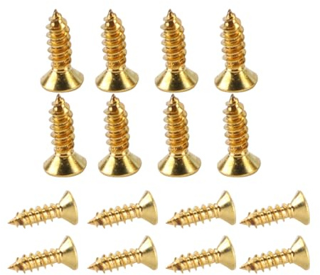 Alnicov 20 Tornillos De Latón para Madera, M3,5 X 12 Mm, Cabeza Plana Phillips, Autorroscantes, para Carpintería, Bisagras De Puertas, Muebles De Madera Y Electrodomésticos.