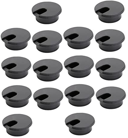 LALAFINA 30Pcs Black Wire Hole Cover Grommets Durable Table Cable Outlet Ports for Neat Cable Management Suitable for Various Desk Colors Easy to Install and Maintain Safe