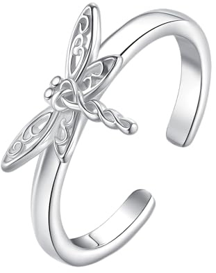 CUPENDA Trollslända tåringar 925 sterlingsilver keltisk knut trollslända justerbar tåring rosa ringar trollslända fotsmycke för kvinnor justerbar storlek 44 till 49