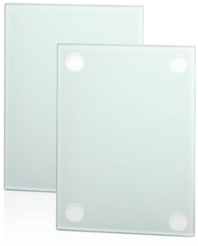 TNSLAND 2pcs tabla vidrio templado cocina 28 * 20cm tabla cortar vidrio con patas de silicona antideslizantes tabla cortar cocina cristal seguridad e higiene tabla cutting board