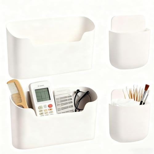 Gykutix Juego de 4 Organizadores para Puertas de Armarios de Cocina, Caja de Almacenamiento Sin Taladros, Cajas Organizadoras Montadas en la Pared para Cocina, Baño