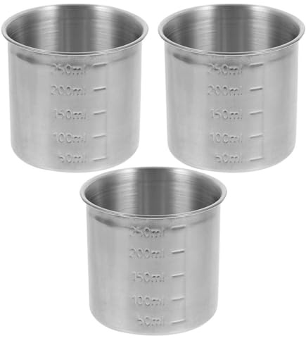MUELODSIC Set 3 Misurini in Acciaio Inossidabile 250Ml Scala Graduata Tazze di Misurazione per Cucina e Cottura Domestica Contenitori per Riso senza Manico Versatili e Facili da Usare