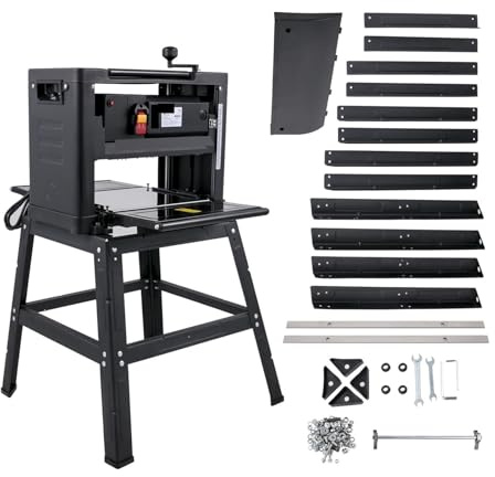 Cepilladora eléctrica, 12/12, 5/13 pulgadas de espesor, con soporte y extractor polvo, 1800 W, 8000 Rpm, for herramienta carpintería Estabilidad Garantizada(12.5 inch - A)