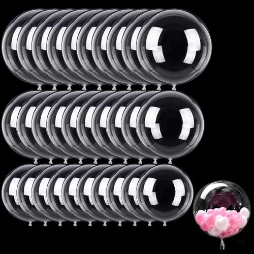 30 PCS Bobo Balloons, Clear Balloons Set, Multi-size Crystal Bubble Balloons for Party Decorations, Creative Gift Arrangements and Photo Backdrops, Includes 8-Inch, 18-Inch and 20-Inch Sizes