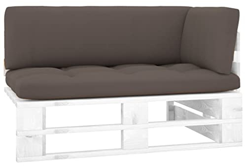 HETFTJN Paletten-Ecksofa Gartensofa aus weiß imprägniertem Kiefernholz inkl. Kissen, Modulares Lounge-Sofa für Terrasse, Garten & Wohnzimmer, 110 x 65 x 55 cm