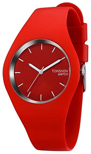 TONSHEN Damenuhr Fashion Analog Quarz Uhren Einfach Casual Kautschuk Armbanduhr für Damen Mädchen 12 Farbe