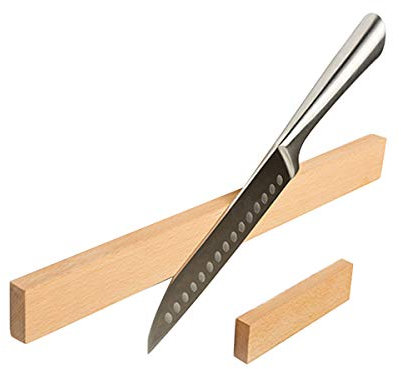 TentHome Porte-Couteau en Bois de Hêtre 3A Barre à Couteaux avec Aimant Support Mural Magnétique pour Ustensiles de Cuisine (lot(15cm+40cm))
