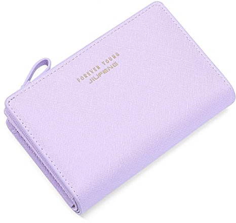 JIUFENG Frauen Reißverschluss Brieftasche RFID Blocking Mehrzweck-Münztaschen Kreditkarteninhaber Kurze Geldbörsen (lila)