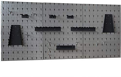 GERMANIA Lochwand für Werkzeuge - 3-teilig mit 16-teiligem Hakensortiment - 120 x 57cm - Werkzeugwand aus Metall - Halterung für Werkzeuge, Lochwand für Werkstatt