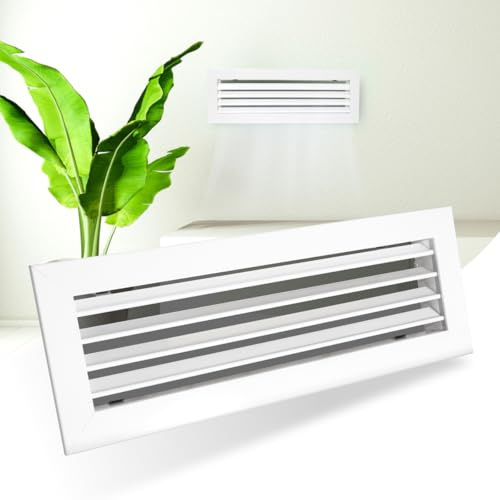 Ralertreik Rejilla Impulsión Blanca Lamas Horizontales Móviles para Aire Acondicionado Salida de Aire Orientable (600x100 mm)