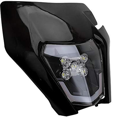 Faro de motocicleta LED universal Faros carenado faro para EXC250 SX250 SXF250 EXC450 SX350 SXF450 EXC525 640LC4 Dirt Bike Motocross Enduro Supermoto-Negro