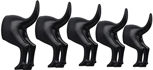 CRSWHA 5 Pack Dog Tail Coat Hooks for Wall,Black Plastic Wall-Mounted Hat Hanger Butt Hook,Cute Towel Hooks for Bathroom,Decorative Peg for Hanging Coats,Bags,Key,Purse,Dog Leash