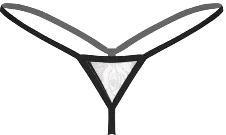 Oyolan Femme Micro String Ficelle Sexy Bikini Tanga Transparent Dentelle G-String T-Back Taille Basse Underwear Type A Blanc Taille Unique