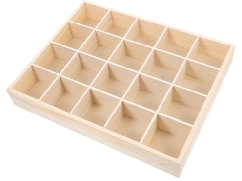 Ciieeo Organizador de Cajones y Separador Cajas de Almacenamiento Organizadores Cajón Divisores Caja de almacenamiento de madera con 20 compartimentos, bandeja de almacenamiento de calcetines